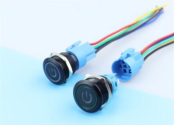 Interruptor de botón pulsador de anillo Aleación de aluminio 1NO1NC